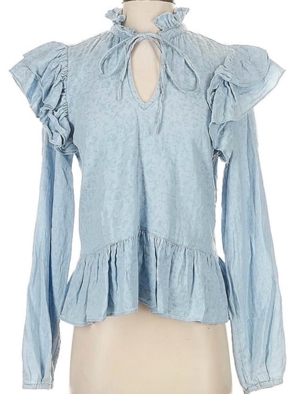 Blank NYC Ruffle Peplum Long Sleeve Top Size S EUC